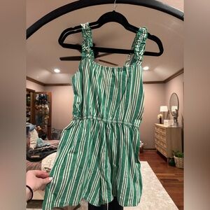 Speechless Green and White Striped Romper